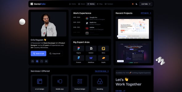 Bentofolio - Personal Portfolio HTML Template