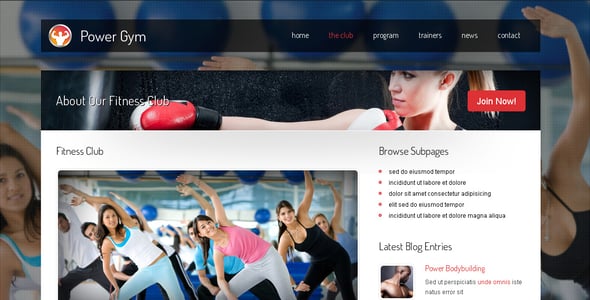 Power Gym - Responsive Wordpress Theme