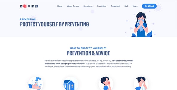 KOVID19 – Coronavirus (COVID-19) Prevention & Awareness HTML Template