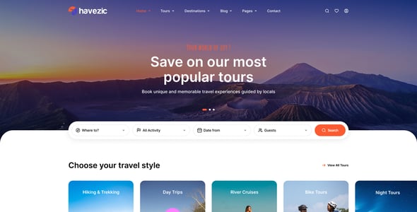 Havezic - Travel & Tour Booking WordPress Theme