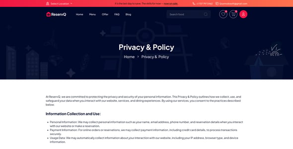 Reservq - Food & Restaurant HTML Template
