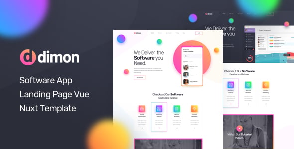 Dimon - Vue Nuxt Software App Landing Page Template