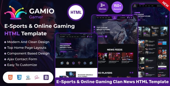 Gamio - eSports and Gaming HTML Template