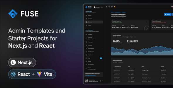 Fuse NextJs -Vite | Mui, Tailwindcss, Redux, RTK Query, React TypeScript Admin Dashboard Template