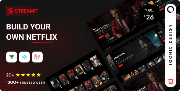 Streamit | Video Streaming Admin Template (VueJS, React JS, Laravel, HTML) + RTL