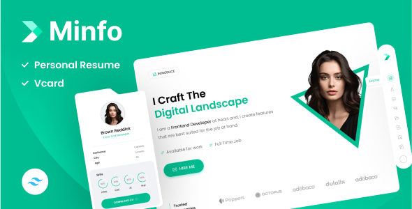 Minfo - Tailwind Personal Resume HTML Template