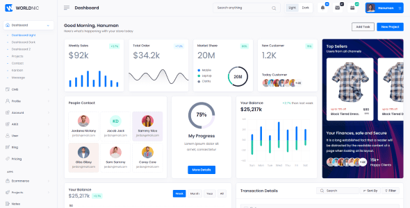 Worldnic - Node Js Admin & Dashboard Template