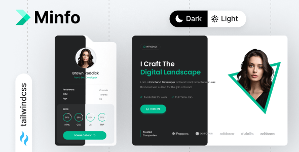 Minfo - Tailwind Personal Resume HTML Template